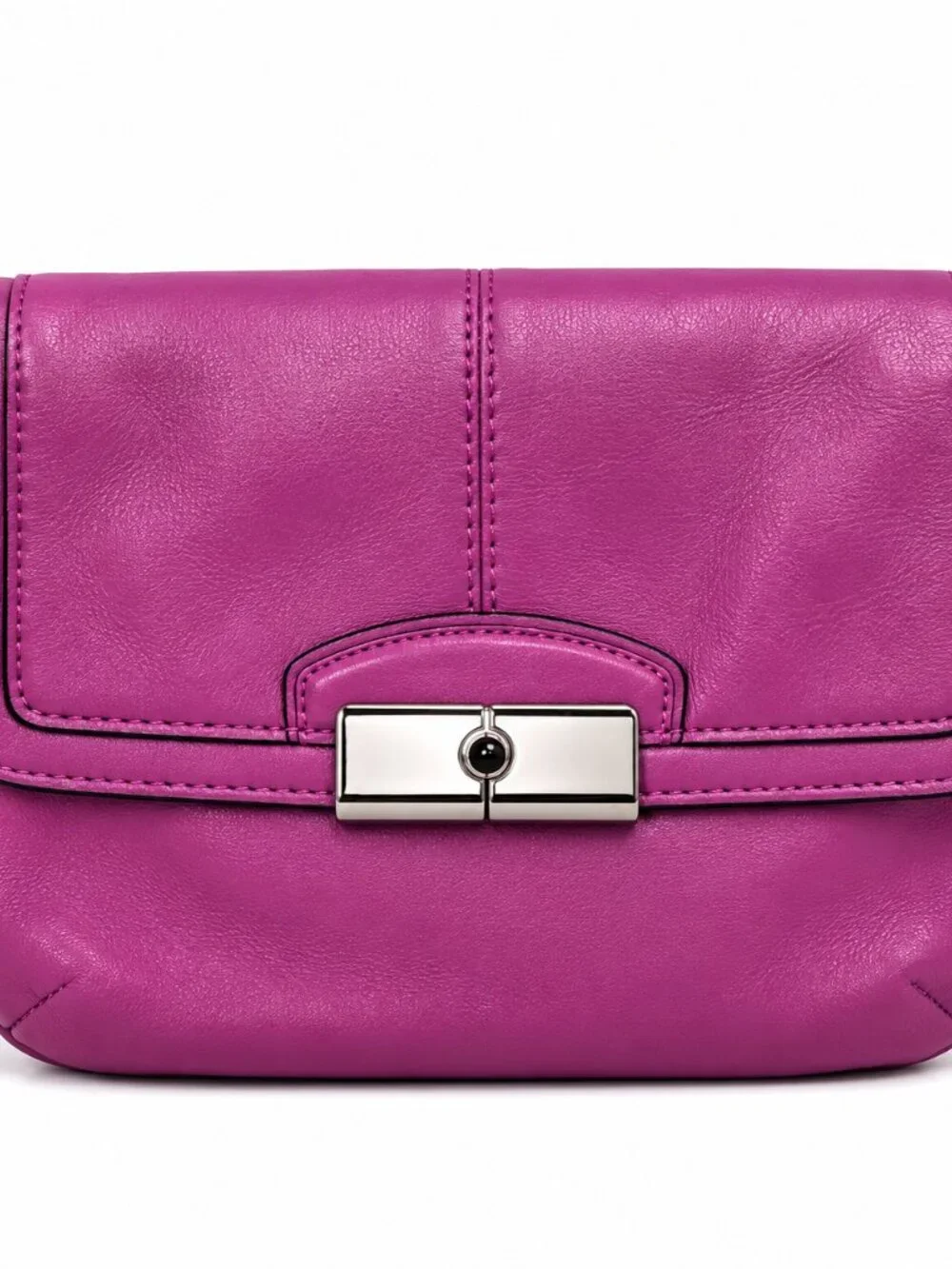 Coach 48986 Kristin Purple Leather Flap Wristlet Clutch Crossbody Bag Genuine